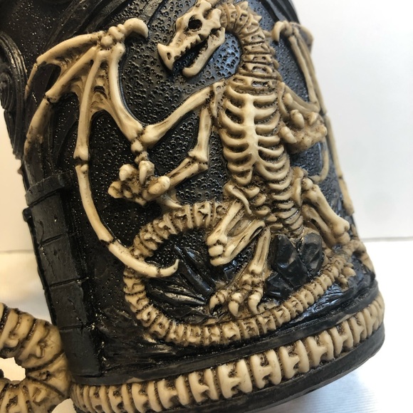 Pacific Giftwar Skeleton Dragon Skull Tankard Stein 16oz Stainless Steel Insert - Picture 9 of 12